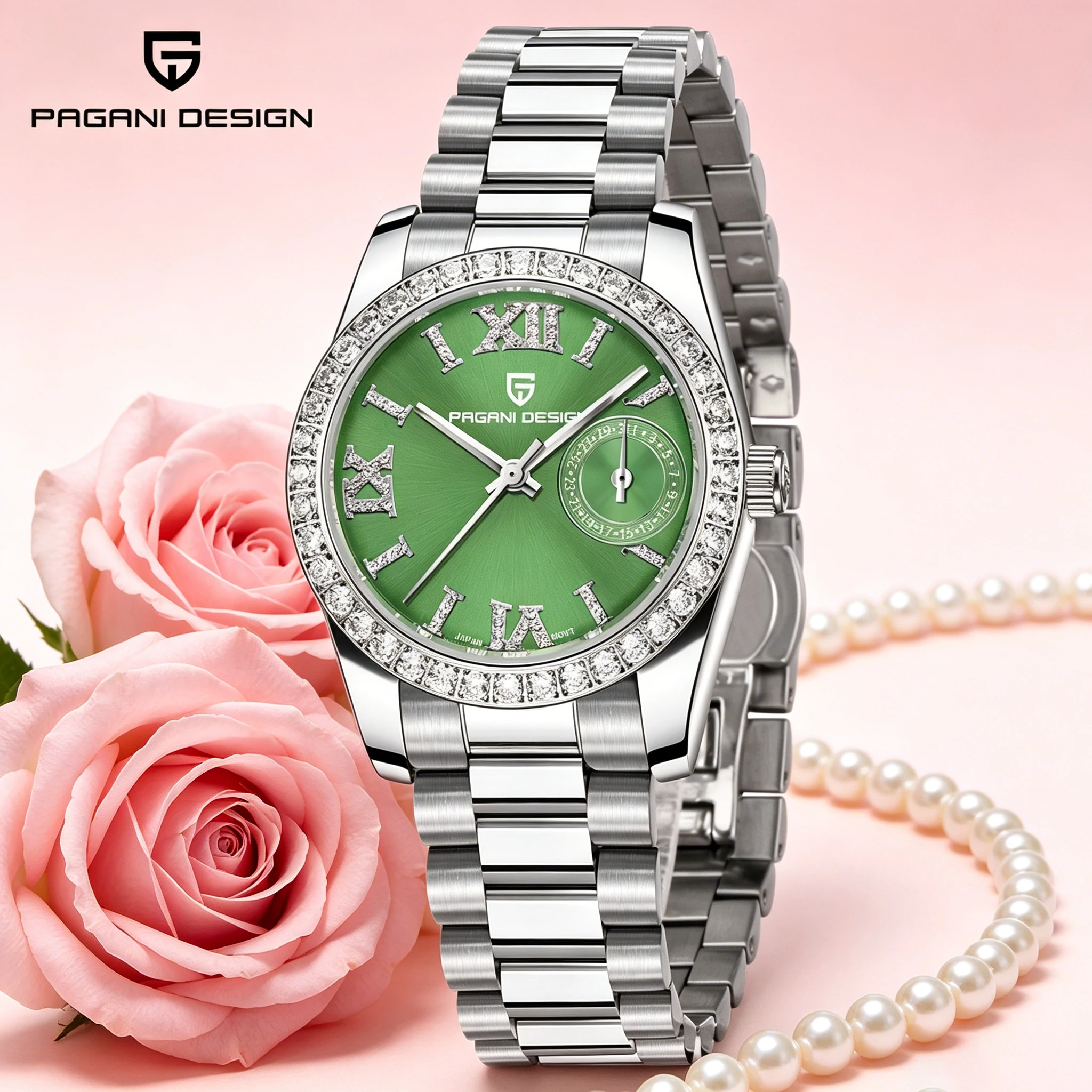 PAGANI DESIGN New Women's Quartz Watch Original Japan TMI VH65 Movement Sapphire Stainless Steel 50Bar Sport Clock Reloj Mujer