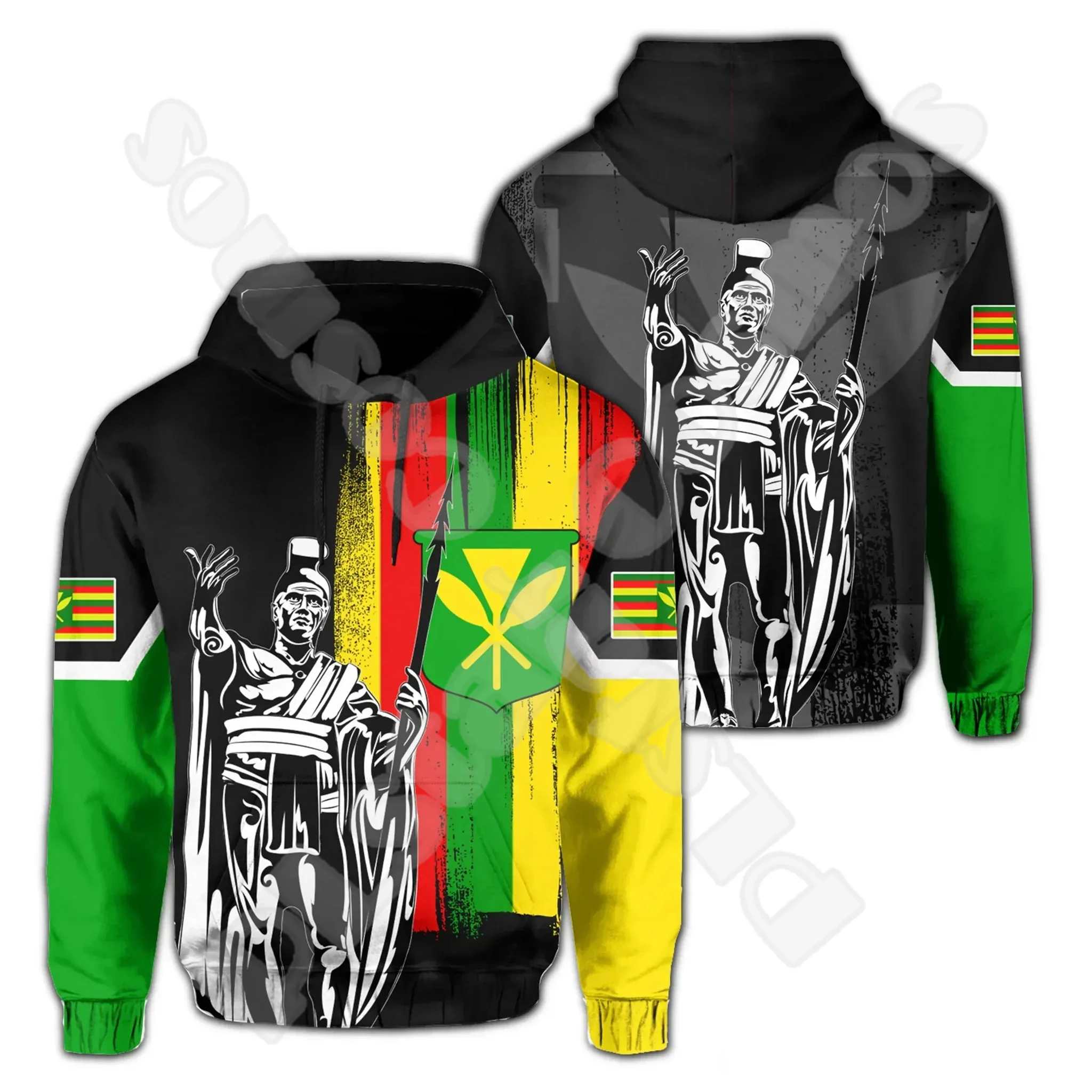 

Polynesian Hawaii King Kamehameha Country Flag Tribe Hawaiian Tattoo Retro Tracksuit Harajuku 3DPrint Casual Jacket Hoodies X16