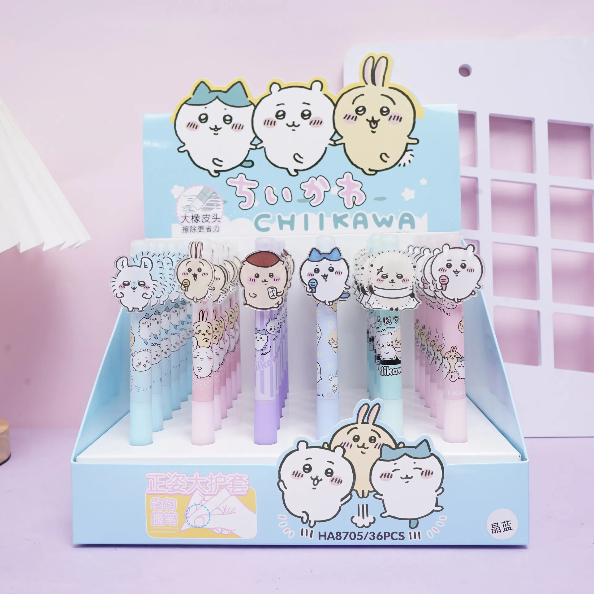 

Kawaii 0.5 Mm Erasable Pen ちいかわ ハチワ Blue Refill Nib Ballpoint for Girls Writing School Supplies Stationery