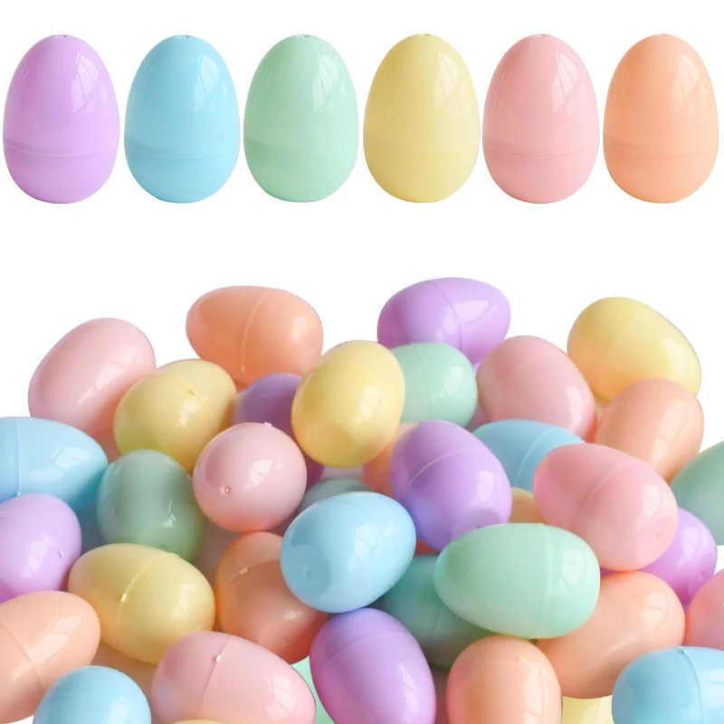 12pcs Colorful Easter Eggs Fillable Candy Gift Packing Box Kids Hunt Game Props Easter Party Home Decoration Plastic Empty Egg