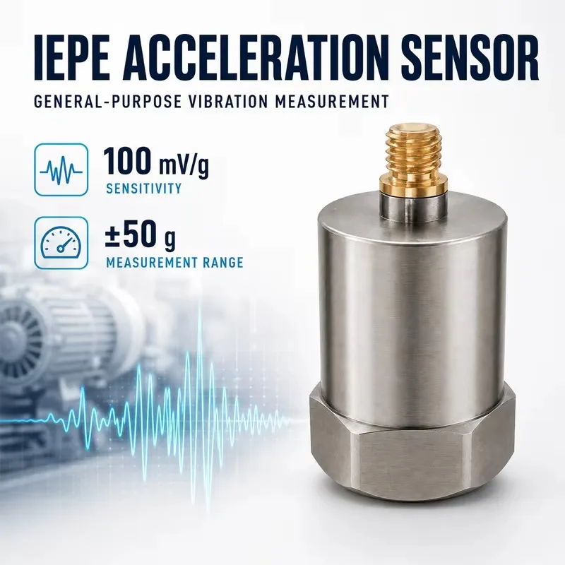 100mV/g IEPE Acceleration Sensor ±50g Range Top Output Low Noise Piezoelectric Transducer for Bridge Vibration Monitoring System