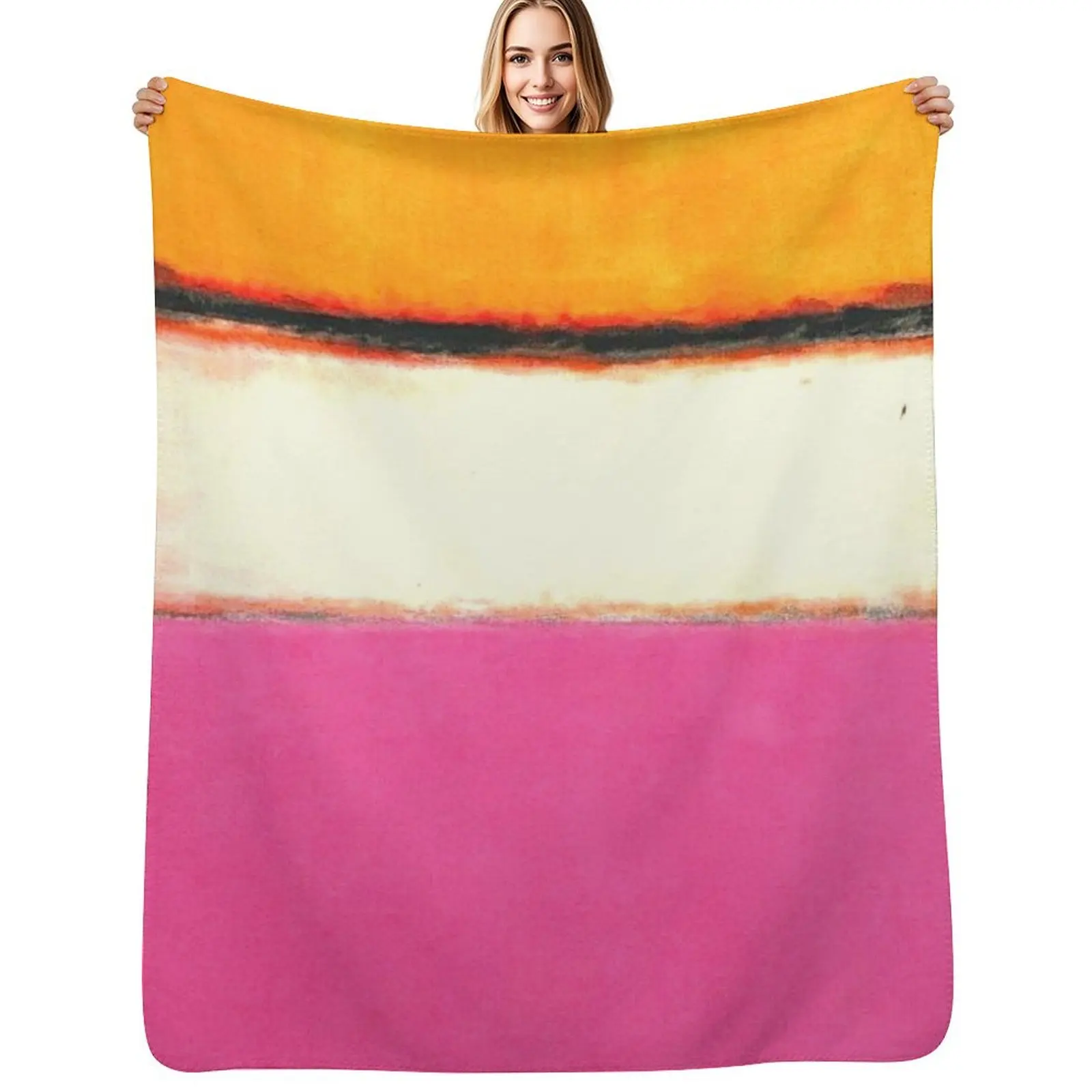 

Rothko Pink-Yellow Painting Throw Blanket Warm Flannel Blanket for Couch Chair Bedroom