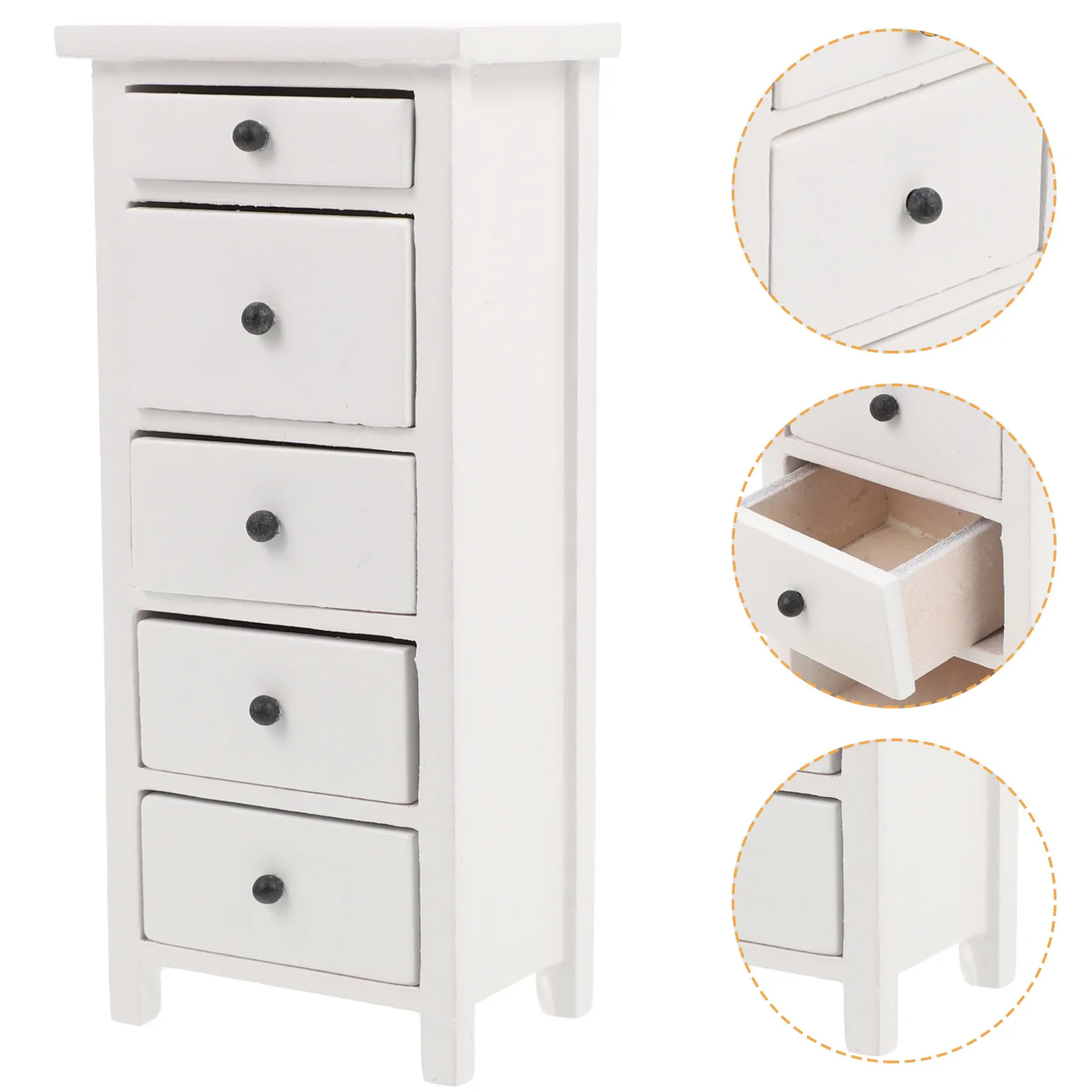 

Mini Wooden Cabinet Five Drawer Storage Cabinet Miniature House Furniture Accessories Realistic Decorative Micro Landscape