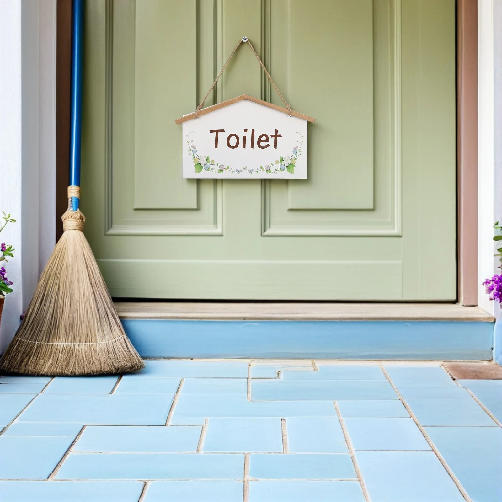 

Farmhouse Style Rustic Wood Bathroom Sign Wall Decor Hanging Plaque Toilet Door Sign for Home Cafe Restaurant Toilet Signs