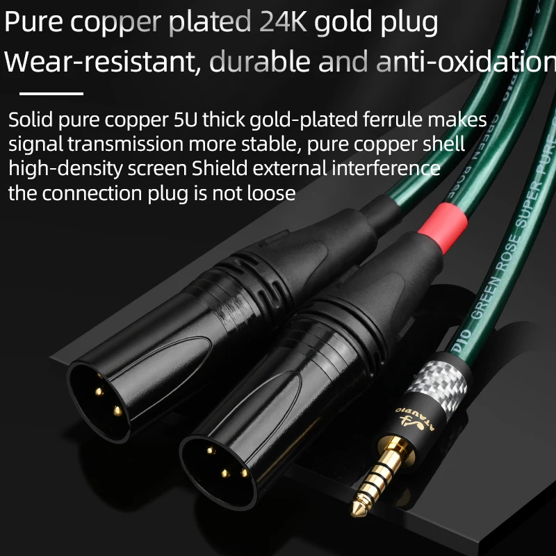 Hifi 4.4mm to 2XLR Audio Cable Silver Plated 4.4mm Balanced to Dual 3pin XLR Balanced Audio Adapter Cable for Mp3 DAC AMP