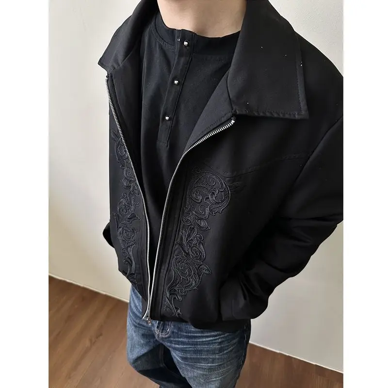 

Ретро американский резной тюнер с воротником в стиле вестерн, мужская свободная весенняя верхняя одежда, молодежная модная повседневная одежда для пар