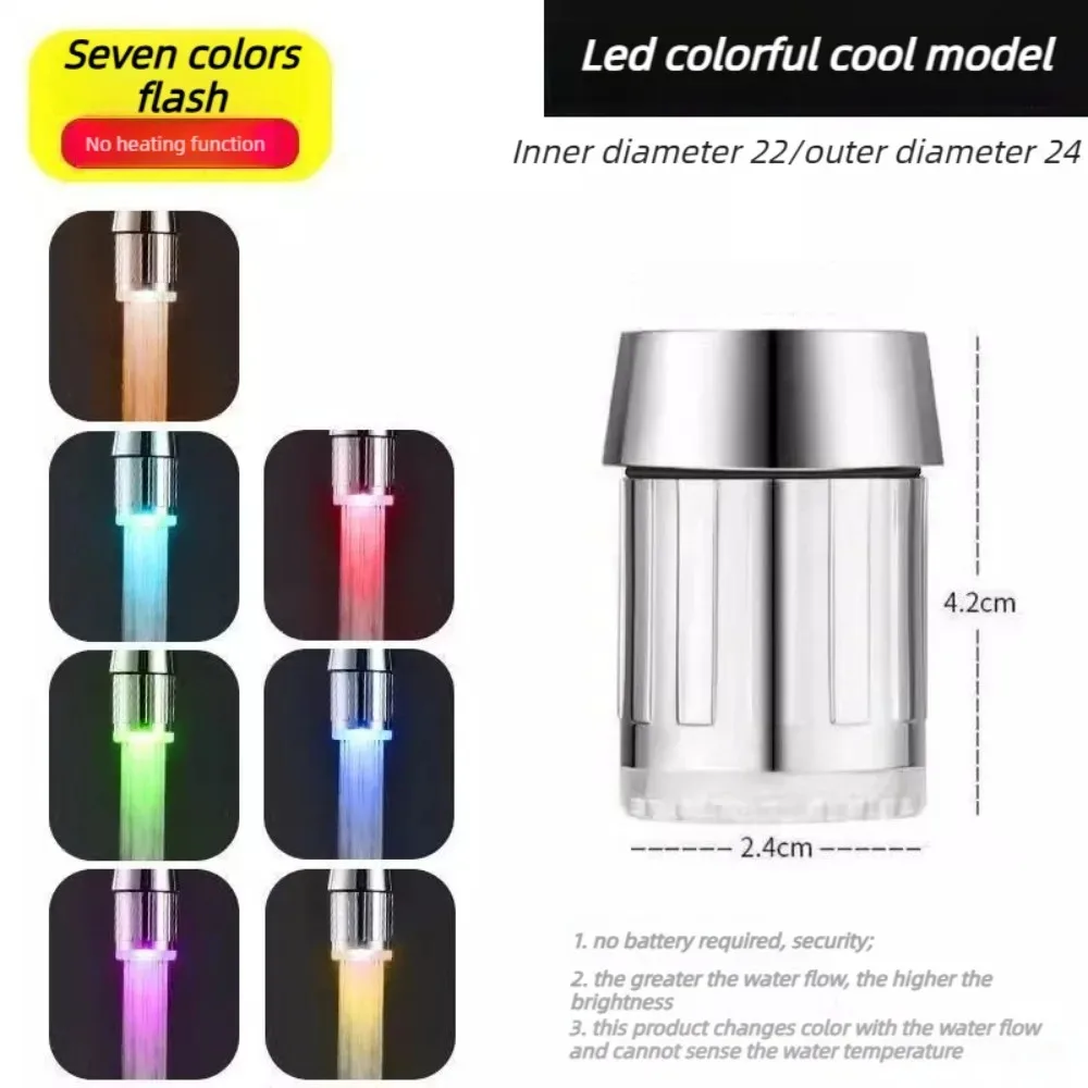 1/5Pcs LED Faucet Head with Automatic 3-Color Change Water Saving Light Tap Nozzle for Kitchen Bathroom Aerator Stream Glow view 6