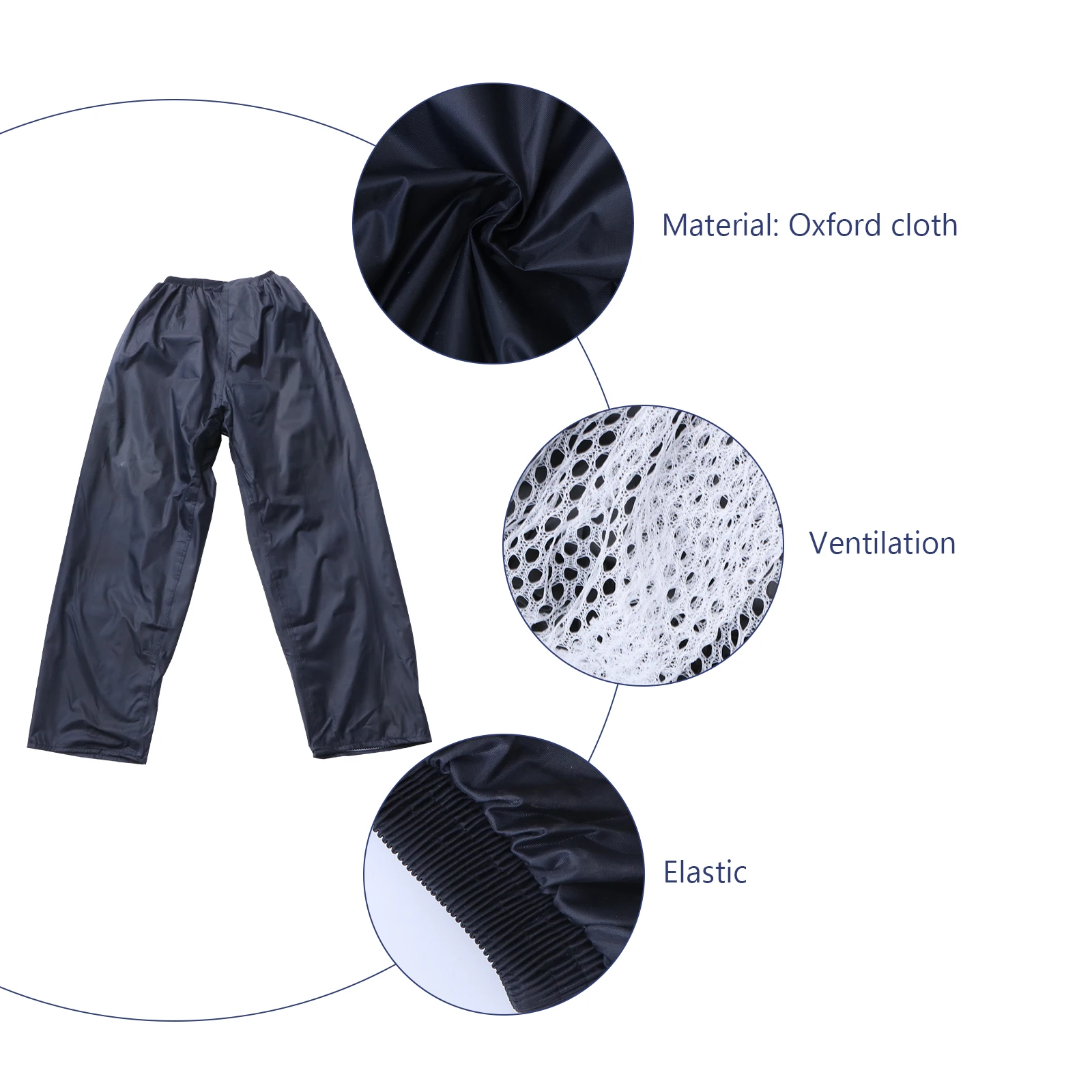 XXL Dark Blue Rain Pants Double Layer Waterproof Breathable Oxford Cloth for Fishing Hiking Camping Biking Hunting