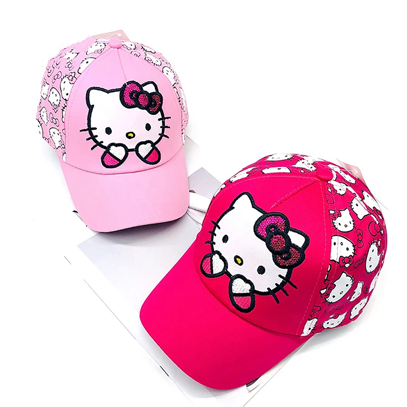 Cute Hello Kitty Girls Baseball Cap 2024 Spring Autumn Baby Cartoon Hats Children\'s Sun Caps Kids Outdoor Hat Bonnets Beach Hats