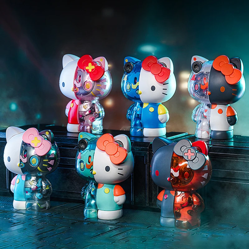 Sanrio KT Cat Semi-mecha Blind Box Cute Model Doll Kawaii Toys Room Car Decor Birthday Gifts Mysterious Anime Figure Models Toy