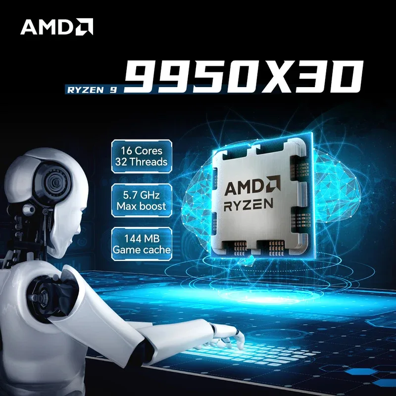 AMD Ryzen 9 9950X3D Processore 16-core, 4.30 GHz, Nuovo, Spedizione Immediata