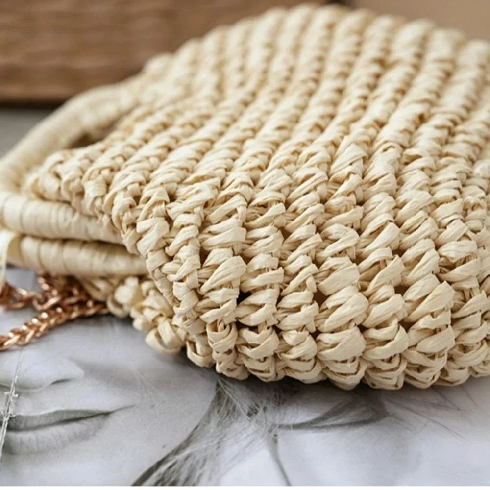 Trendy Summer Straw Weaving Shoulder Bag Boho Leisure Crossbody Bag Casual Beach Woven Clutch Bags for Women