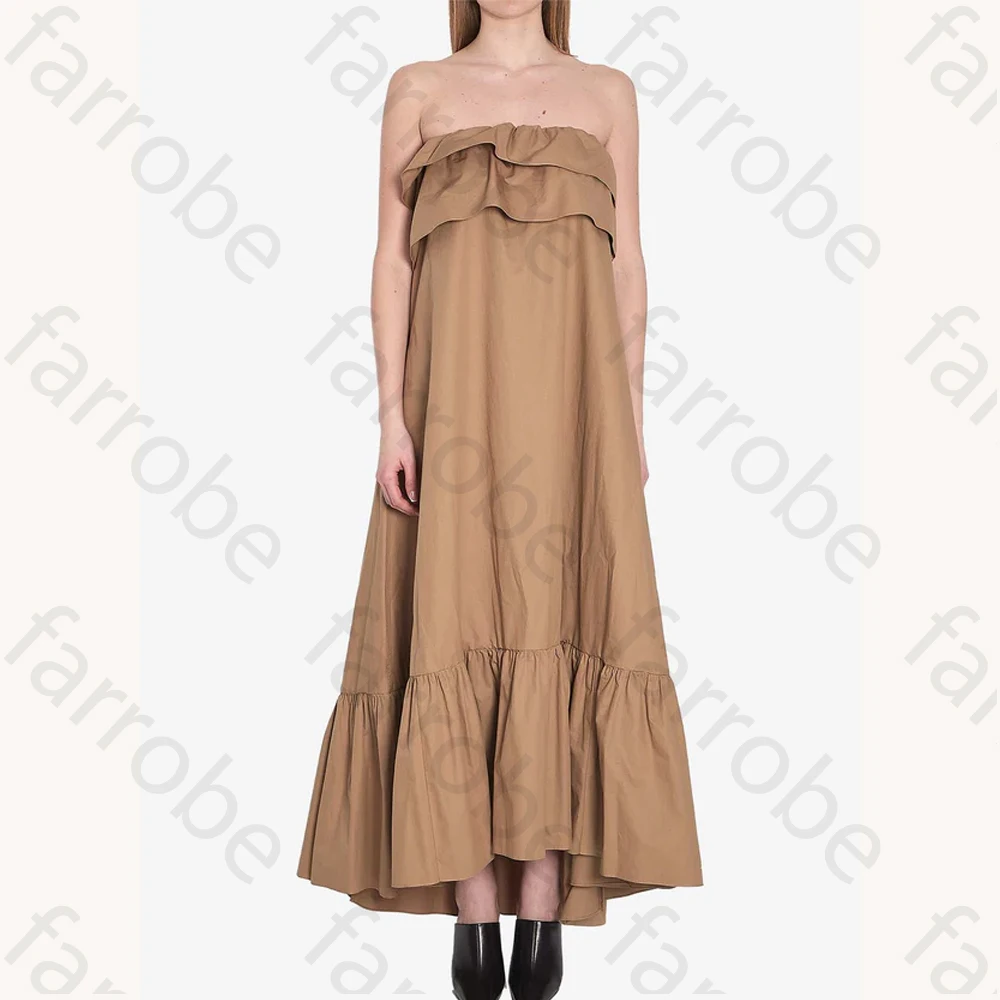 Customized Elegant Strapless Midi Ruffled Dress A-Line Evening Dresses Formal Exquisite High Quality Prom Party Gowns for Women