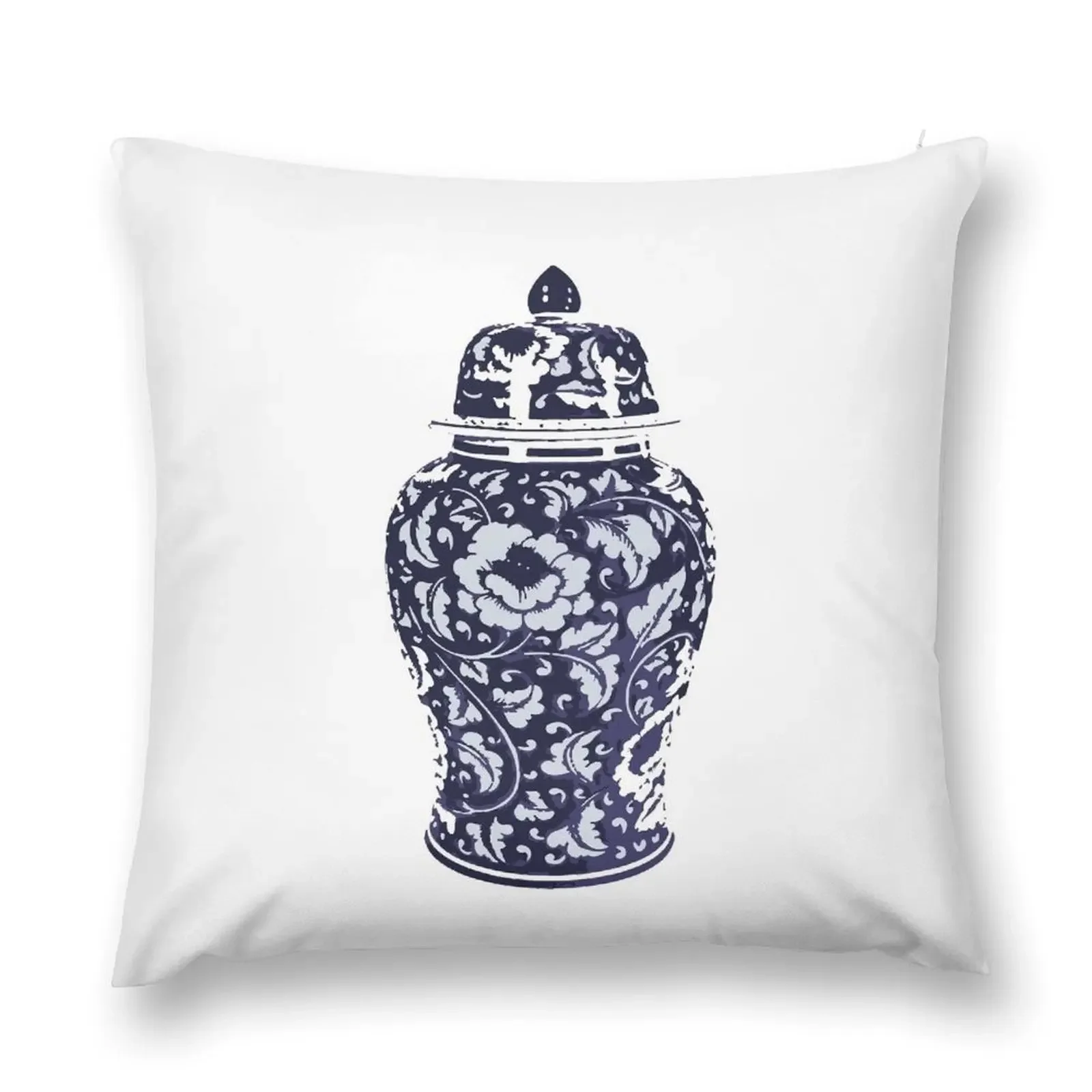 

Blue White Hamptons Ginger Jar Chinoiserie Vase Art Throw Pillow Cusions Cover ornamental pillows for living room pillow