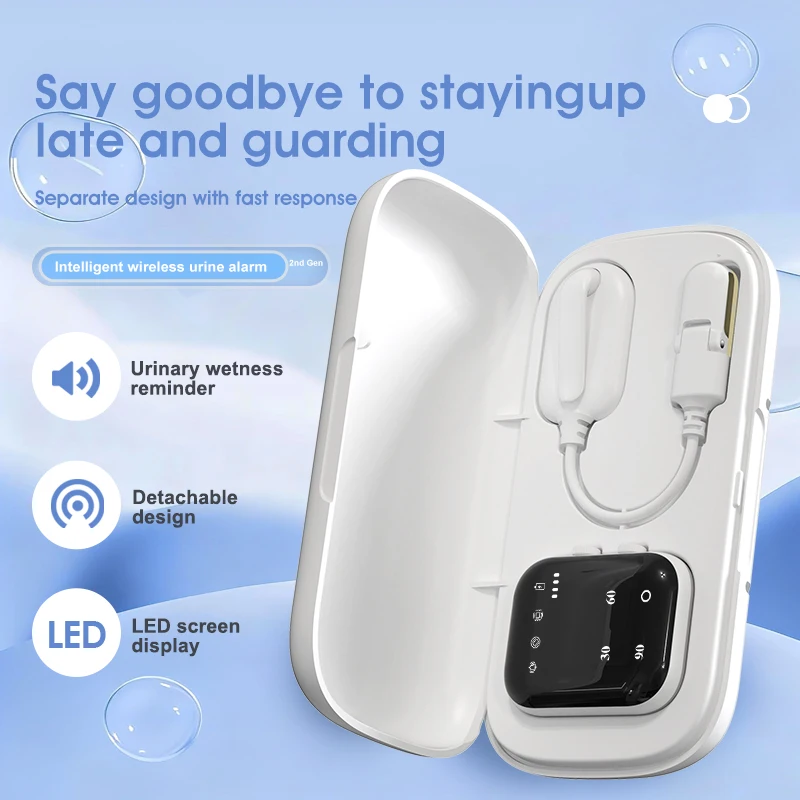 Wireless Bedwetting Alarm for Baby/Elderly Vibr/Sound Alert 30/60/90min Timer Magnetic Case CE Cert 3in1 Incontinence Aid
