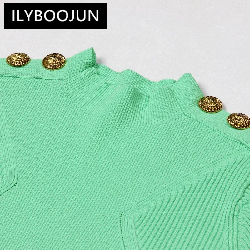 Four Colors Of High Elastic Knitted Fabric Half High Collar Shoulder Button Up Short Sleeves Slim Fit And Casual Women Pullover