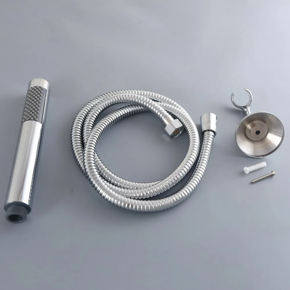 

Stainless Steel Black Bathroom Shower Hand Spray Handheld Shower Head+1.5m Hose+ Wall Bracket Lhh168