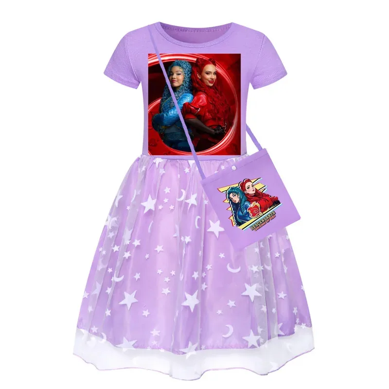 111 www D-Descendantsing صعود فستان أحمر صيفي دانتيل الأميرة فيستدوس فساتين غير رسمية للفتيات الصغيرات لحفلات أعياد ميلاد الأطفال #5