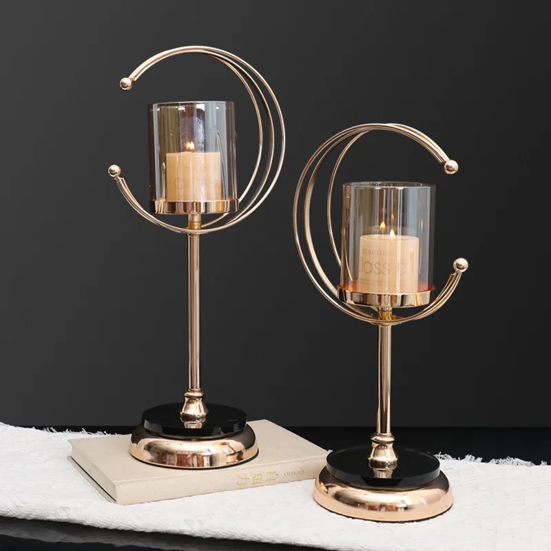 Golden Moon Metal Glass Holder Wedding Romantic Decoration Bar Party Living Room Candlelight Dinner Home Decoration