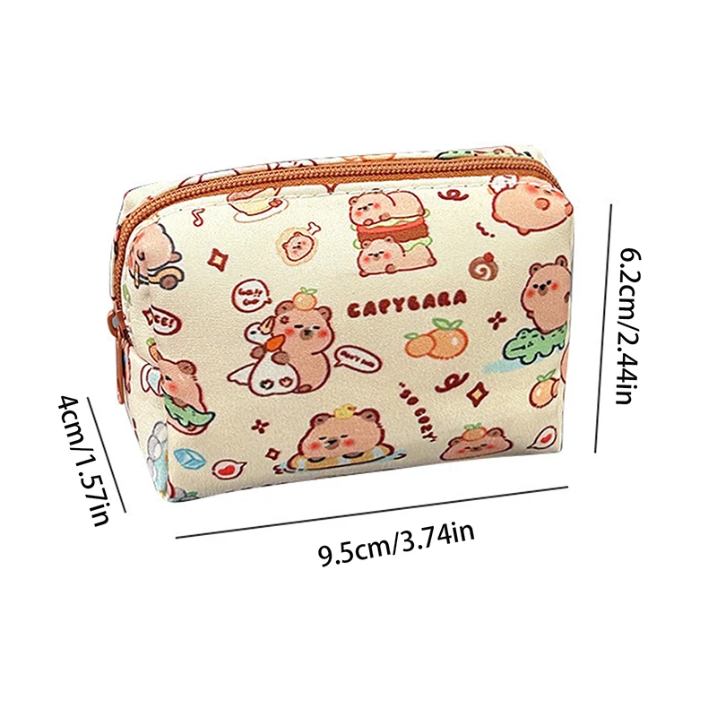 กระเป๋าสตางค์ capybara ลายสัตว์การ์ตูนแบบพกพา dompet koin เงิน kado ulang tahun กล่องเก็บหูฟังใหม่