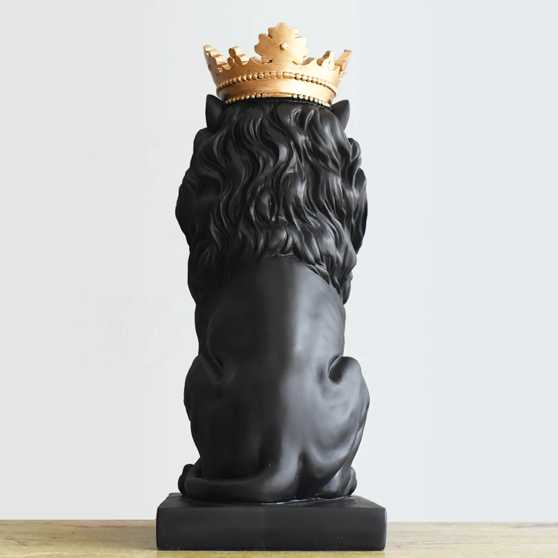 Imagem -03 - Royal Crown Lion Escultura Resina Estátua Home Animal Decoração Mascote Arte e Artesanato Acessórios Ornamento