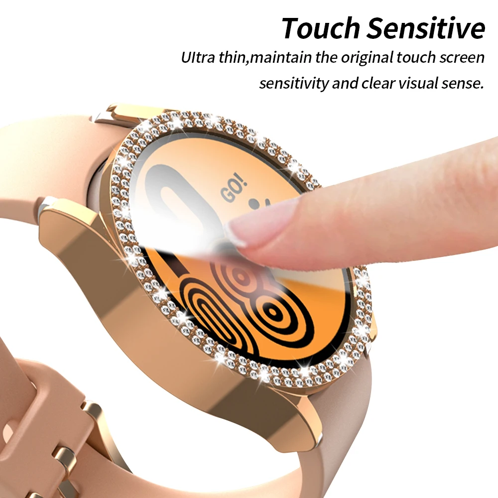 Bling Case For Samsung Galaxy Watch 6 44mm 40mm PC Hollow Frame Protective Double Diamond for Galaxy Watch 6 40mm 44mm Cover