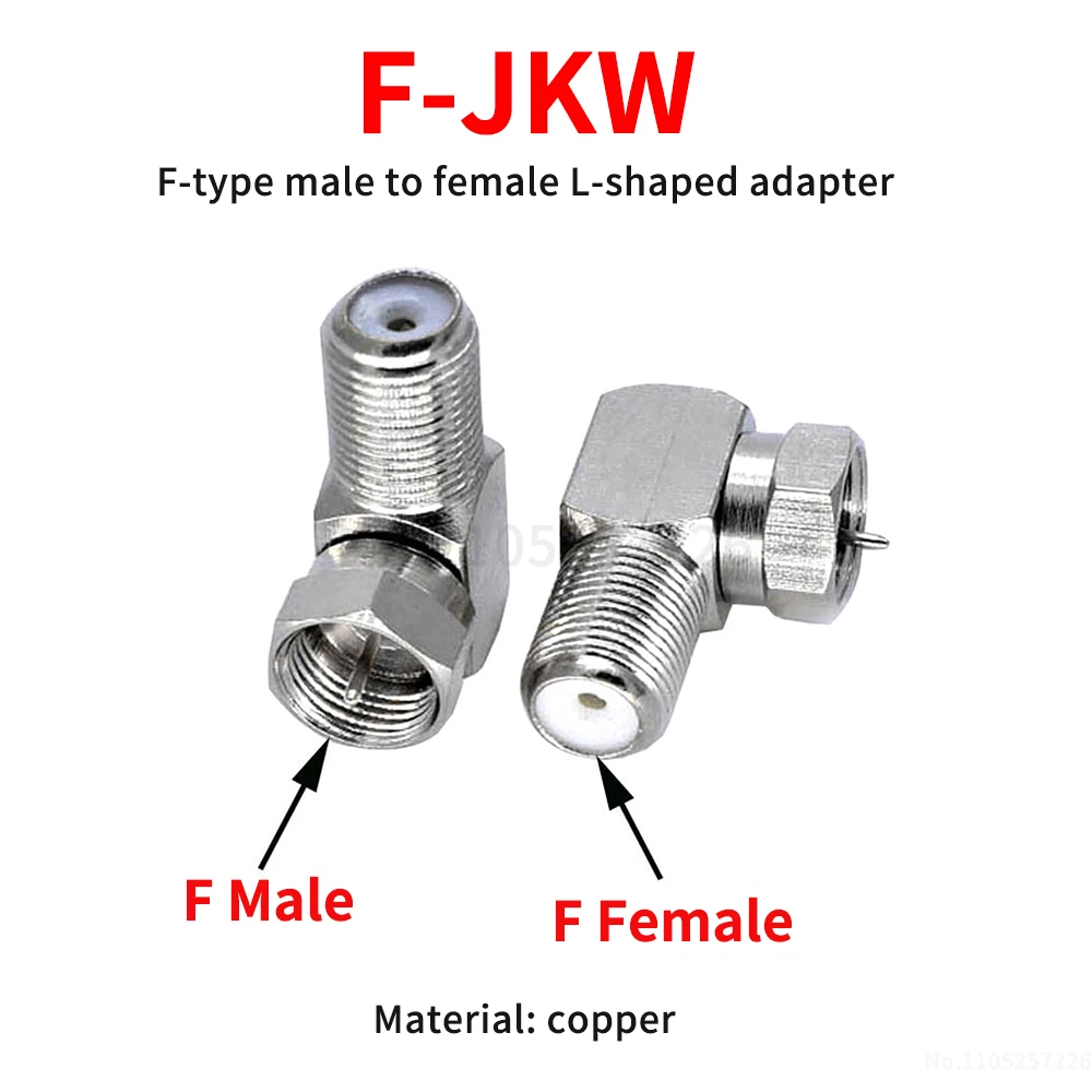 F-JKW Cable TV Adapter Imperial F-type Male to Female L-shaped Adapter Elbow Set-top Box Connector (1 pcs)