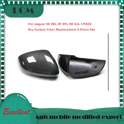 2009-2021 For Jaguar XE XEL XF XFL XK XJL I-PACE Gloss Black Add On Or Replacement Style Dry Carbon Fibe/ABS  Mirror cover cap