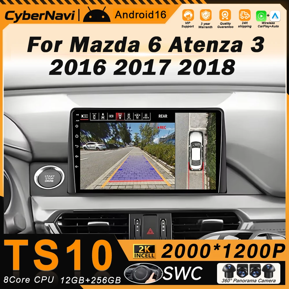 Android Car Radio For Mazda 6 Atenza 3 2016-2018 Stereo Player Head Unit Navigation Carplay Auto No 2Din DVD Autoradio Bluetooth