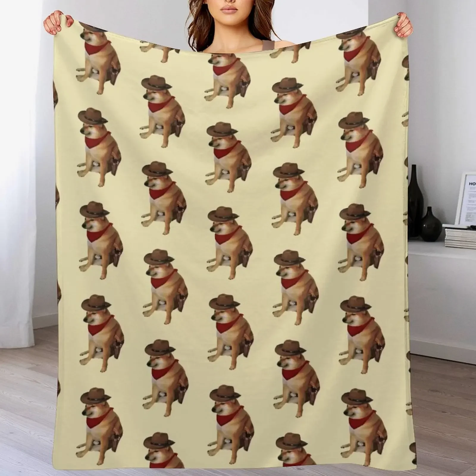 

Cheems Doge Cowboy Throw Blanket Blankets For Baby Giant Sofa Hair Summer Blankets