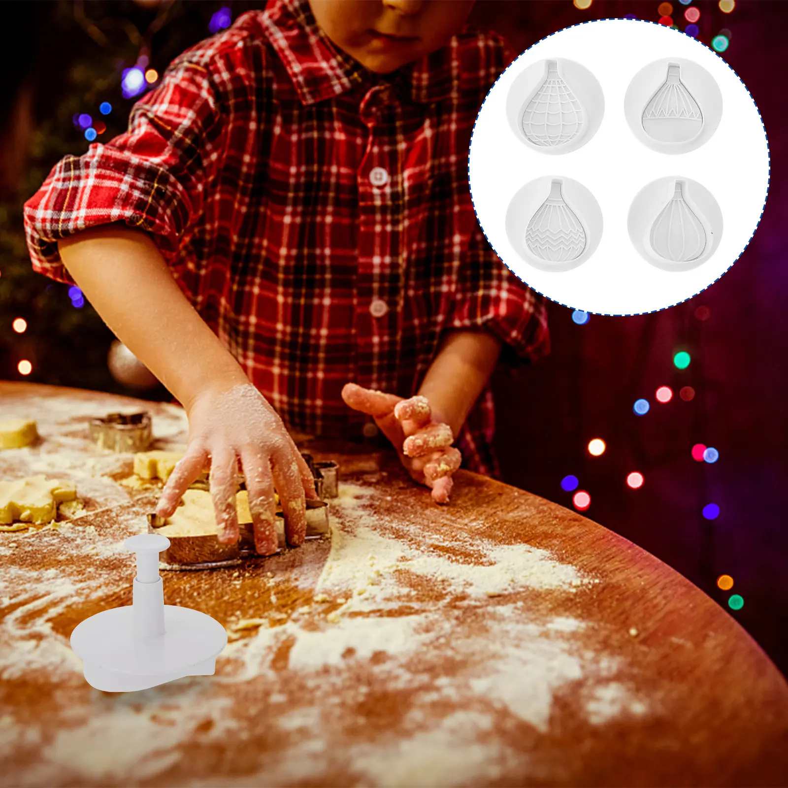 

4Pcs Eco Friendly Baking Mold Set Creative Household Baking Molds for Sugar Cookies Dough Cutting Sandwiches Cheese Fondant