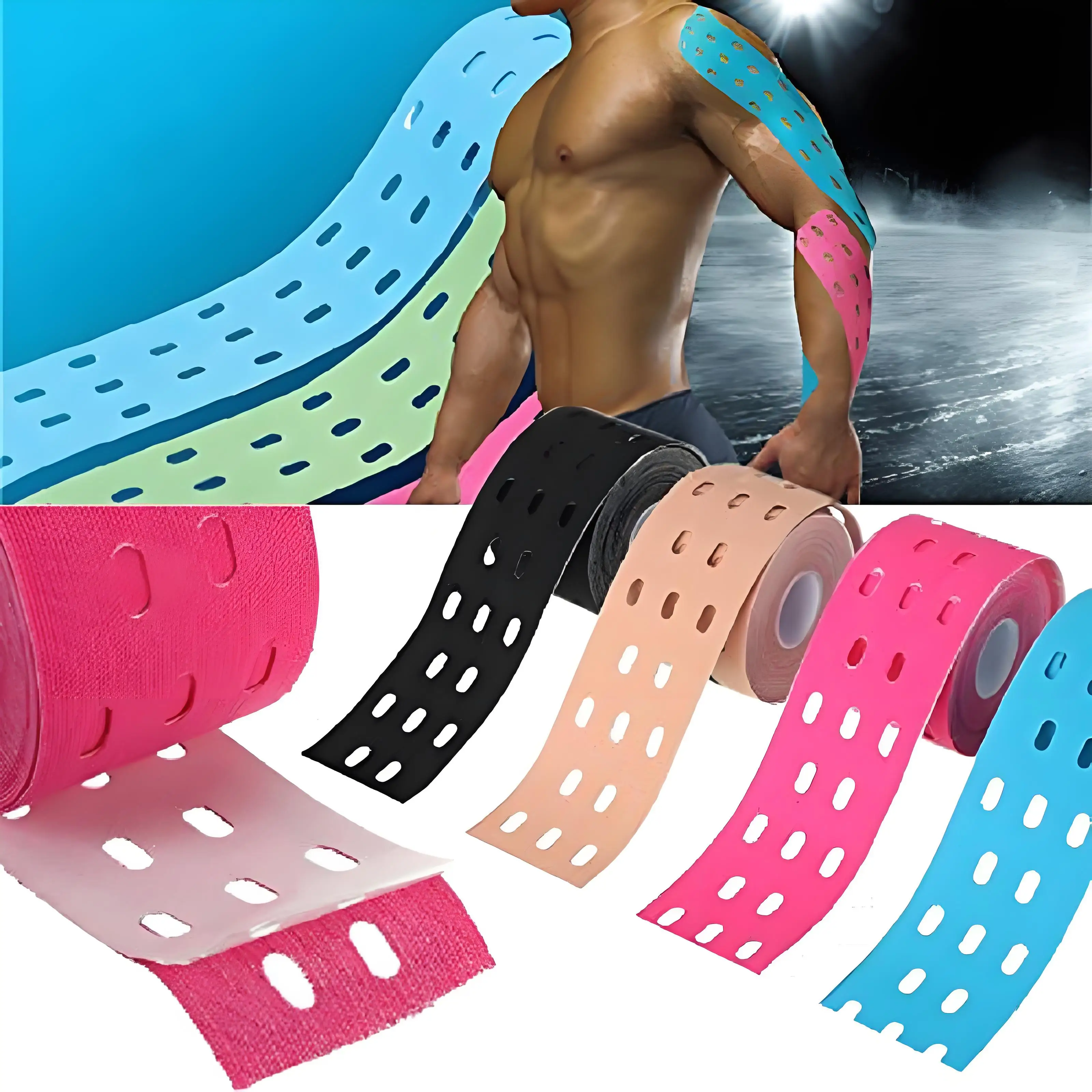 

5cm x 5m Kinesiology Tape Physio Therapeutic Tape Elastic For Muscles Sports Care