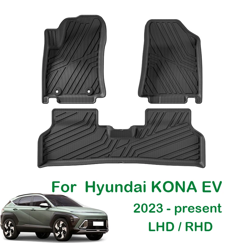 

Автомобильные коврики для Hyundai KONA EV 2023-present, коврик для багажника, чехлы на спинку сиденья, водонепроницаемый нескользящий поднос для багажника, ковер с левым рулем и правым рулем