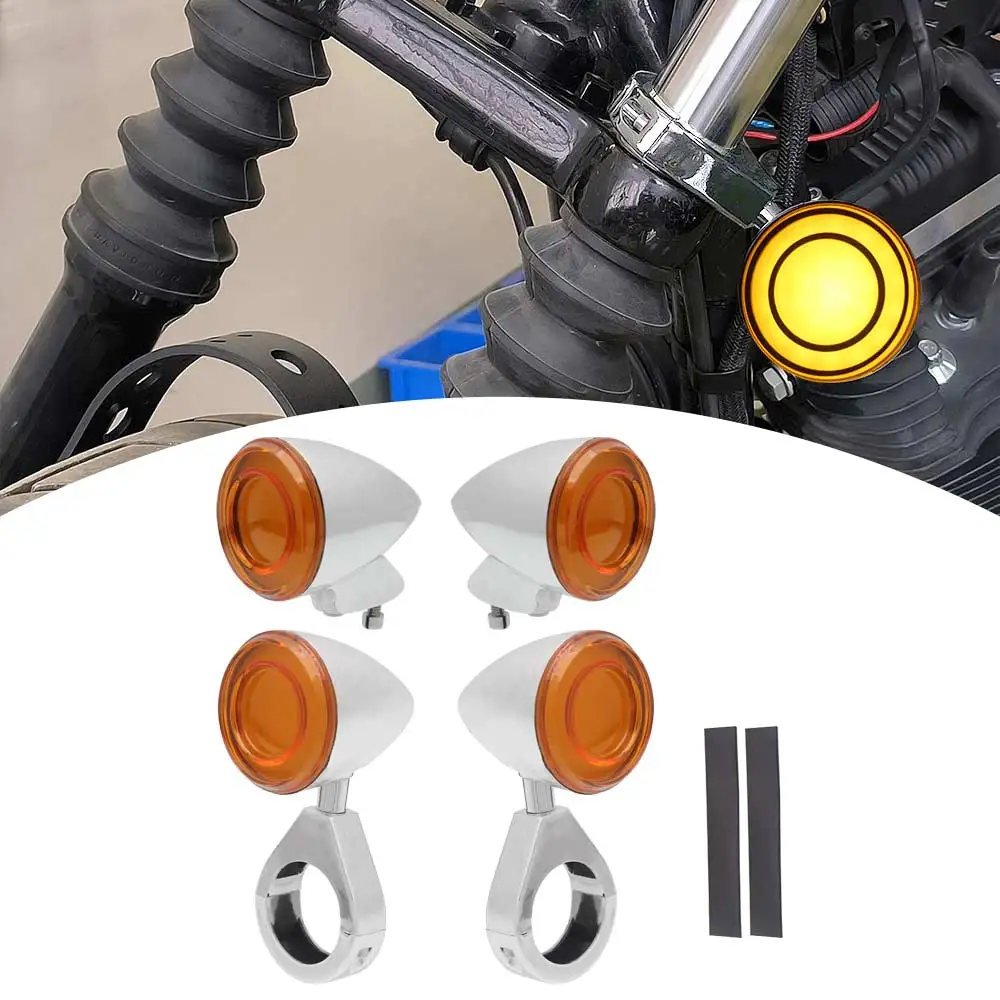 2Pair Led Motorcycle Indicator Lamp Motorcycle Front And Rear Signal Light Fit For Harley-Davidson 1982-2021 Abs Plastic Yellow