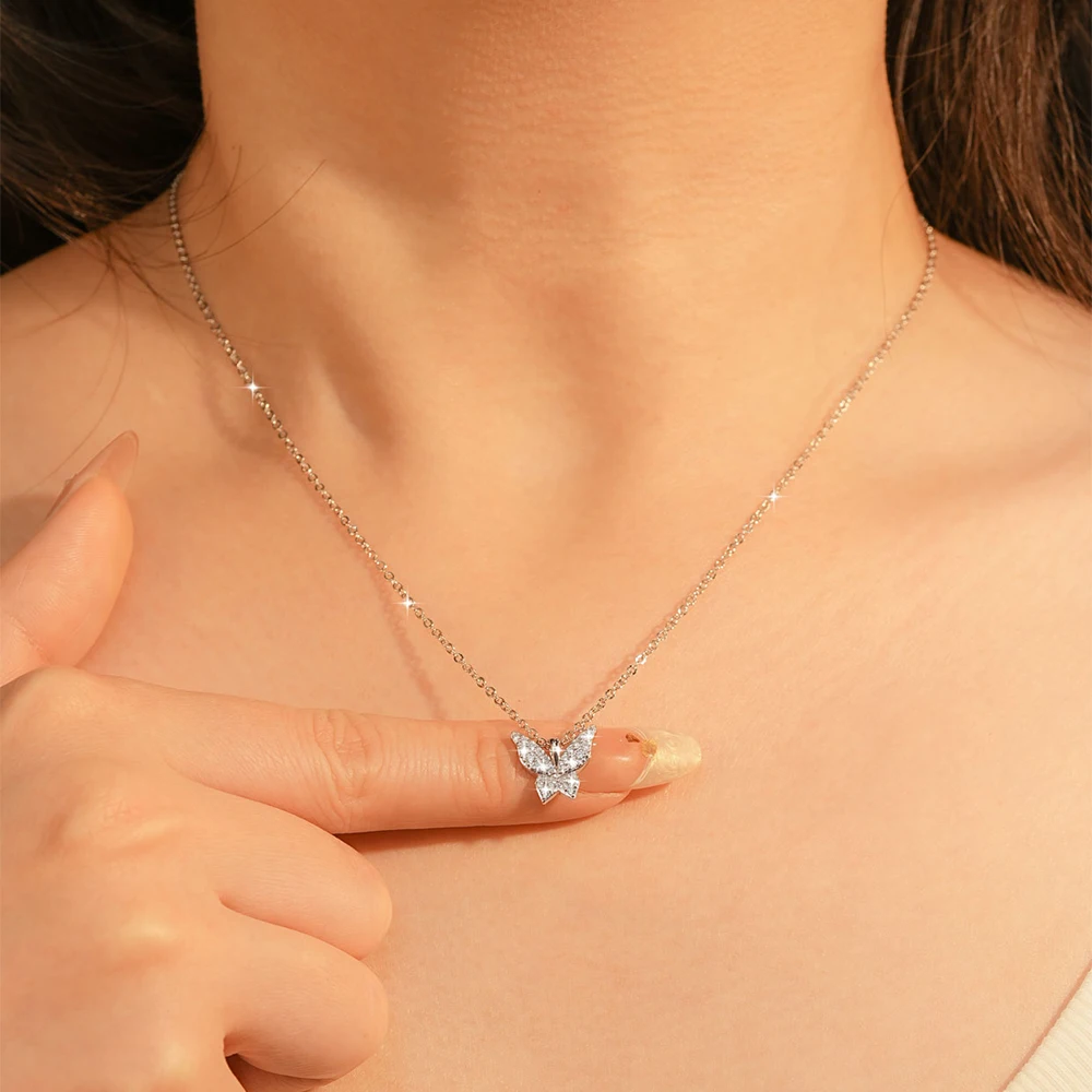 Anziw 1,5 mm D Farbe VVS1 Moissanit-Diamant-Halskette Damenschmuck 14K Gold gefüllte Schmetterlings-Charm-Halskette Feiner Schmuck Geschenk – Detail 10