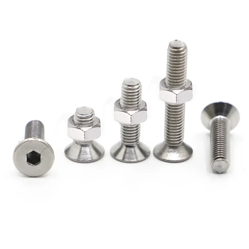 M2 M2,5 M3 M4 M5 M6 M8 DIN7991 304 Edelstahl Sechskant Innensechskant Senkkopf Flachkopfschraube Muttern Schrauben Sortiment Kit – Detail 9