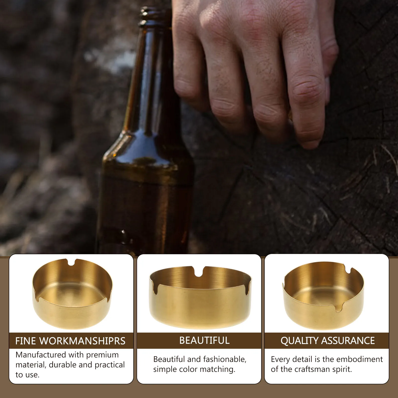 

2pcs Stainless Steel Ashtray Compact Cigarette Butt Holder For Home Indoor Use Simple Metal Ashtray Container Decorative Desktop