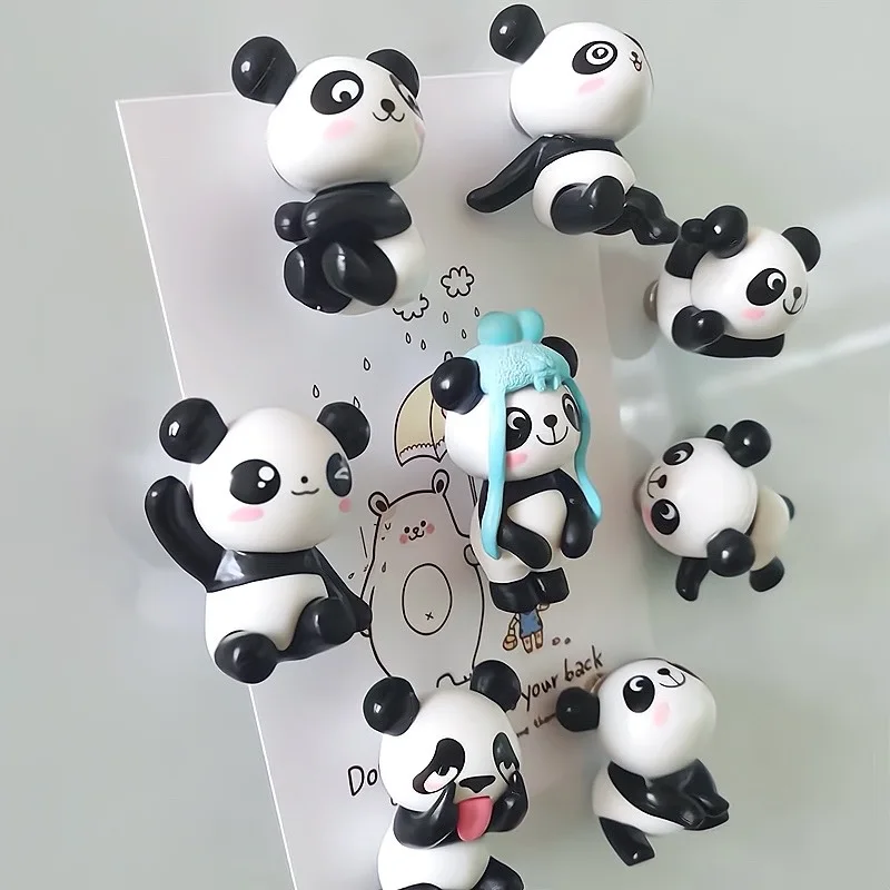 8PCS Cute Panda Fridge Magnets Sticker Toy Refrigerator Decoration Holder Home Decor Children Birthday Gifts