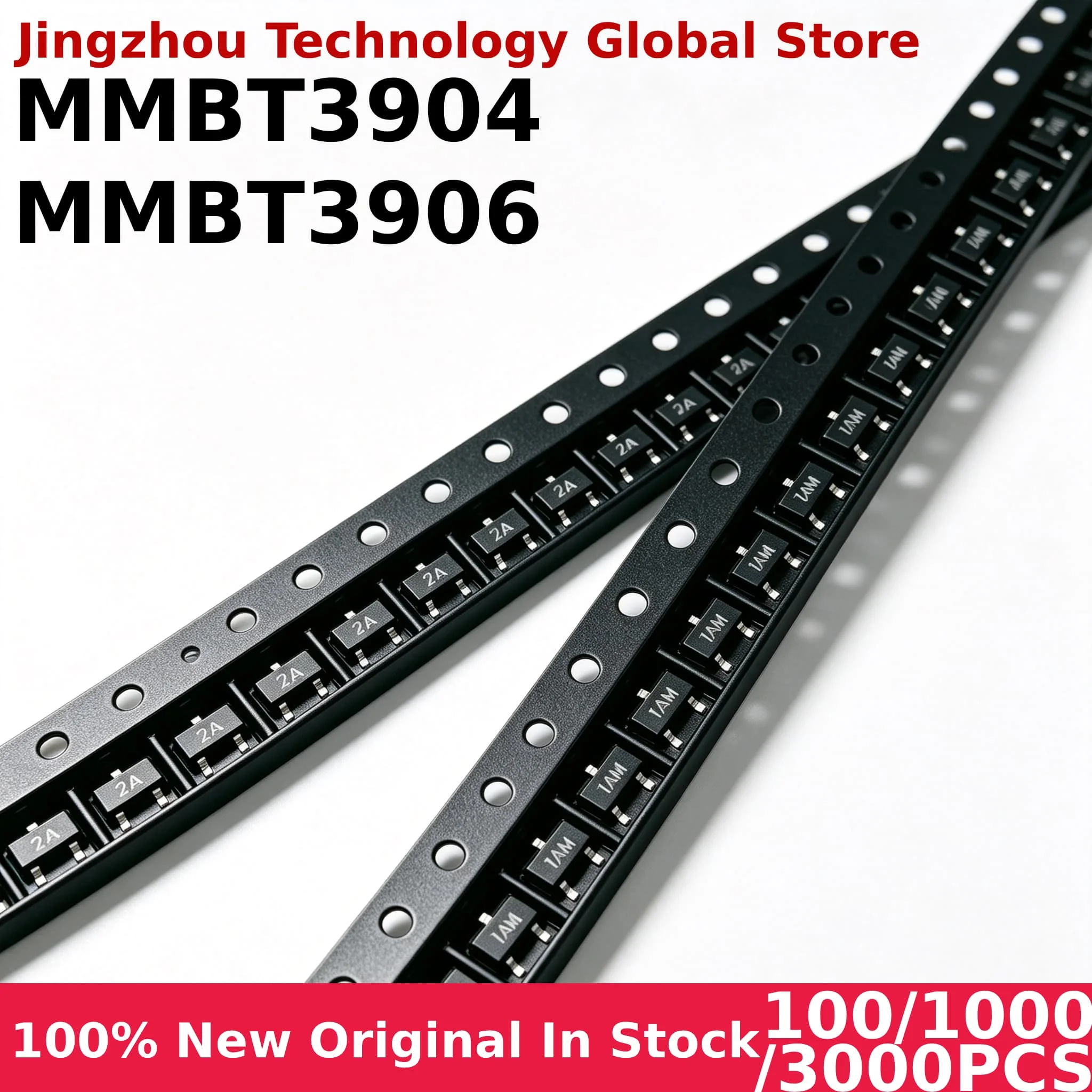 100/1000/3000PCS MMBT3904 MMBT3906 SOT-23 SMD Transistor NPN PNP General Purpose Switching 1AM 2A Marking 100% New Wholesale