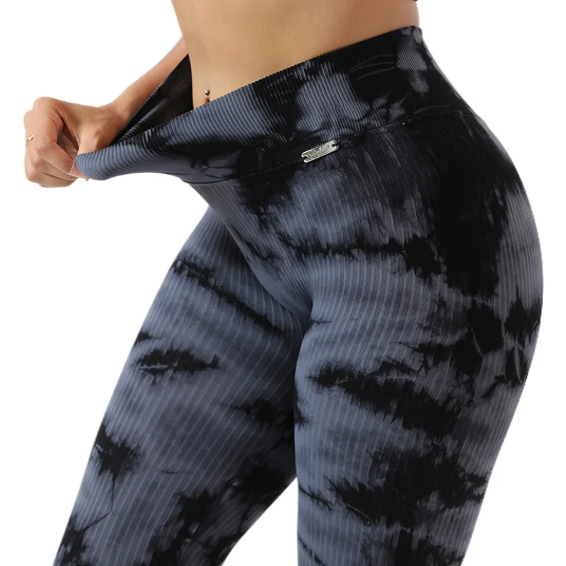 Next Skin Seamless High Elastic Tie-dye Moisture Wicking Yoga Suit Running Sport Tights Fitness Suit Women Plus Size Suit