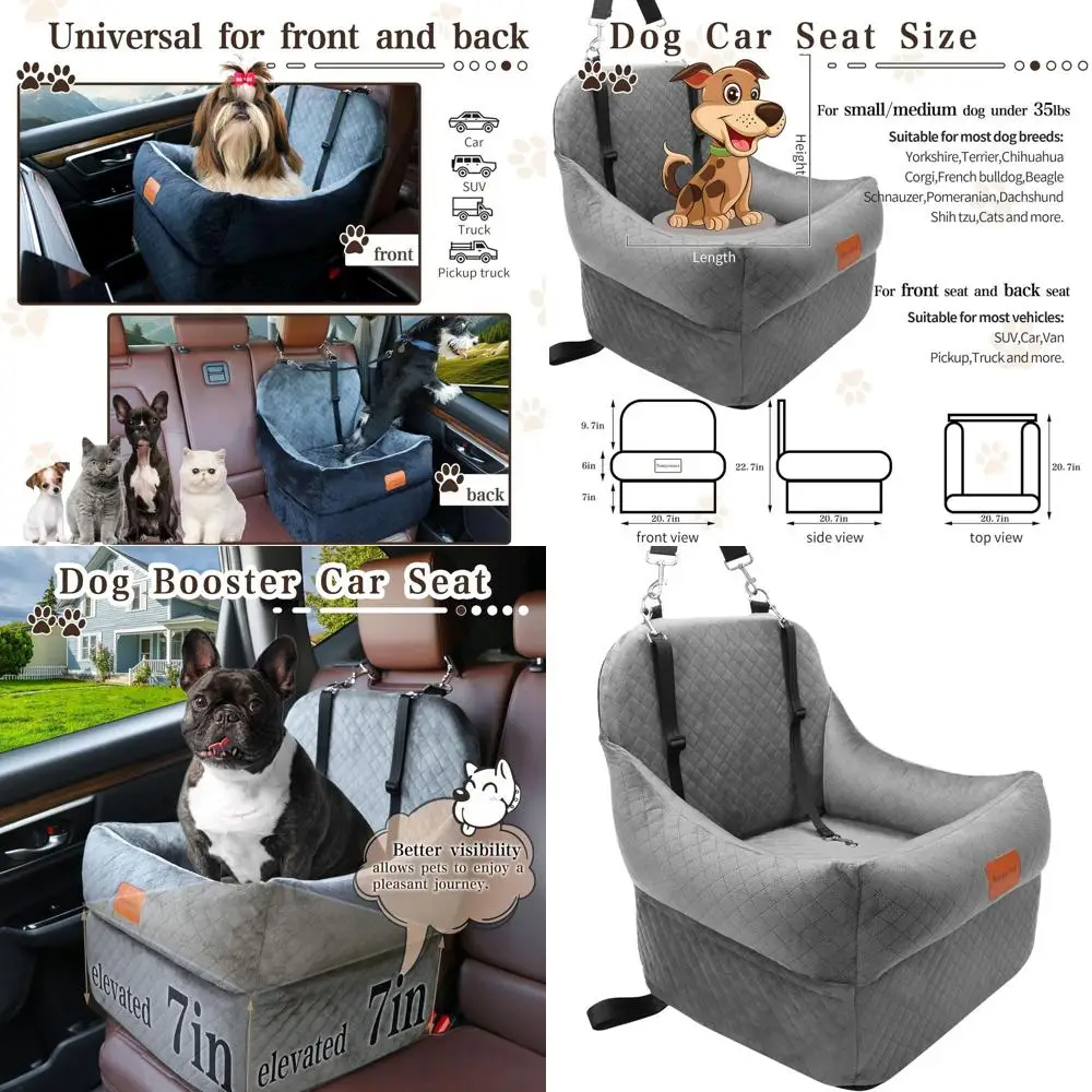 

Портативное автокресло для собак с регулируемой высотой (7 уровней), идеально для маленьких/средних пород, с моющимся чехлом, для безопасных путешествий