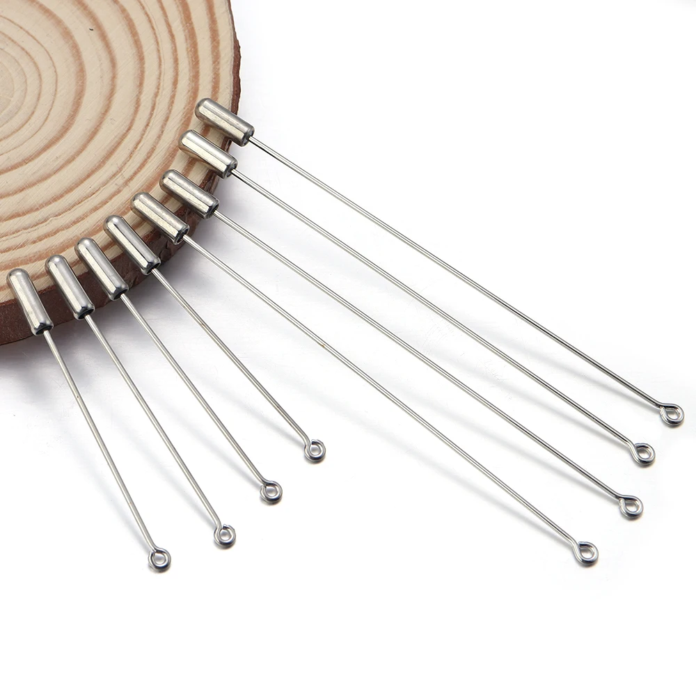 Hochwertige 10 teile/los Eye Pin Blank Brosche Stifte mit Stopfen 53 93mm Länge Schmuck Brosche Zubehör DIY Sicherheits brosche – Detail 6