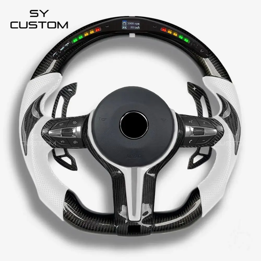 Led Carbon Fiber Steering Wheel Customized For BMW F30/F80/F82/F83/F87/F90/F10 M-SPORT/M2/3/4/5/6 CARBON FIBER STEERING WHEEL