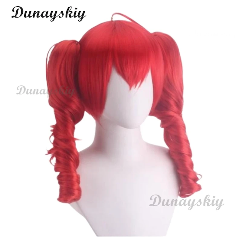 Virtual Idol Teto Cosplay Wig Red Ponytails Youtuber Long Curly Pigtails Liver VTuber Short Heat Resistant Synthetic Hair