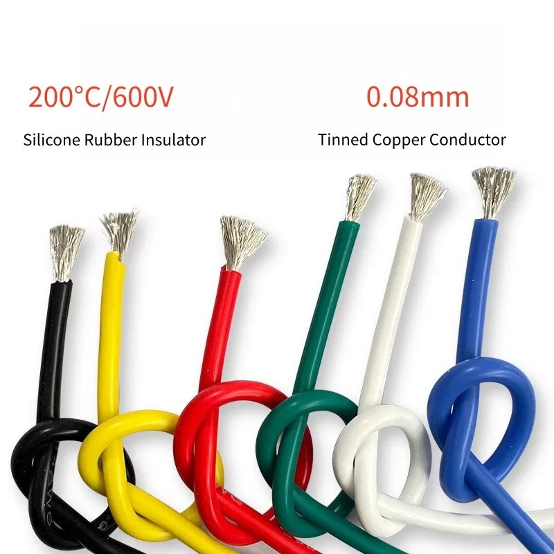 Soft Silicone Wire 6 Color Set 6x1.5m/6x3m 12/14/16/18/20/22/24/26/28/30 AWG Silicone Insulation Skin Tin Plated Copper Wire
