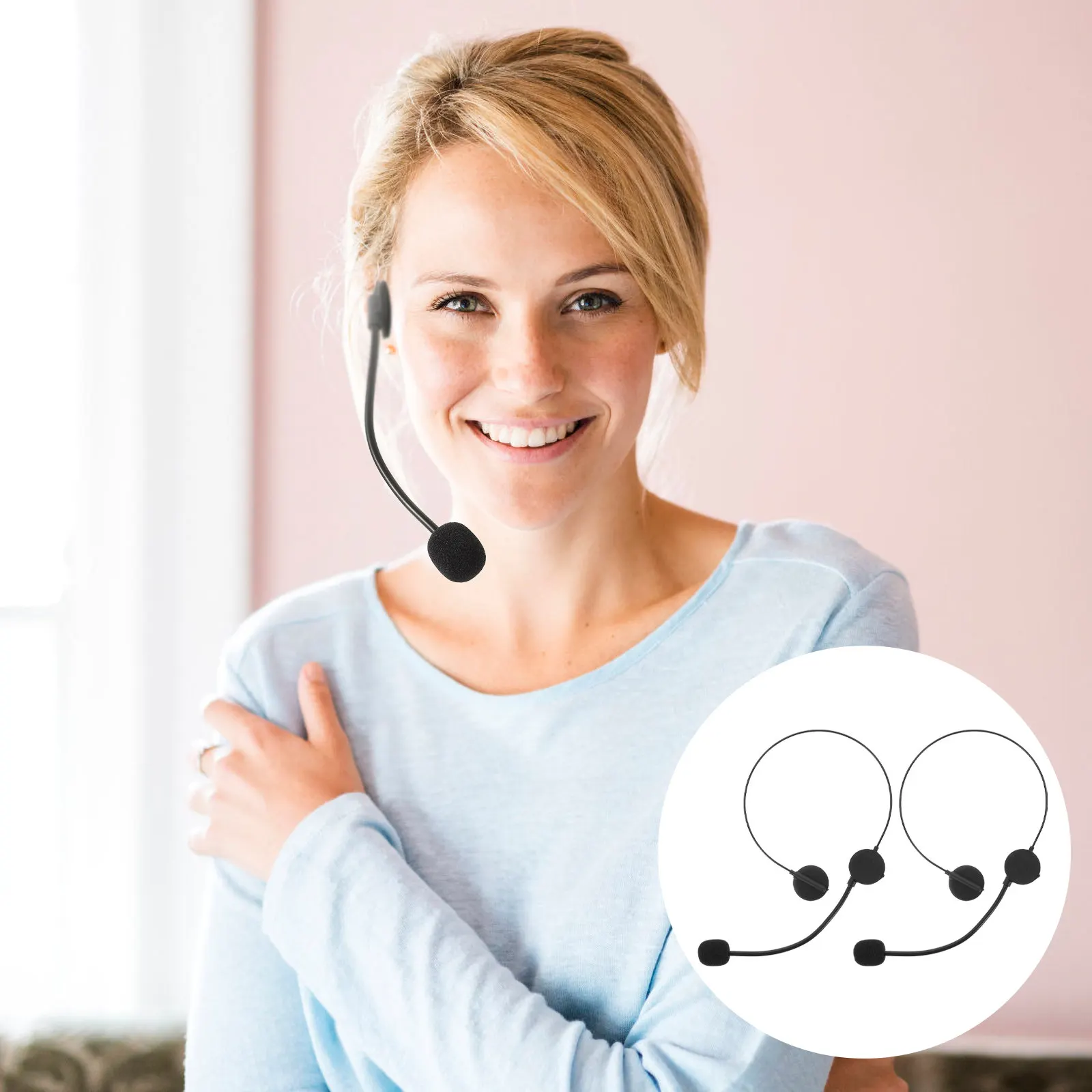 

2Pcs Kids Star Cosplay Prop Adjustable Rocker Headset Microphone Pretend Play Performance Accessory Toy Microphone