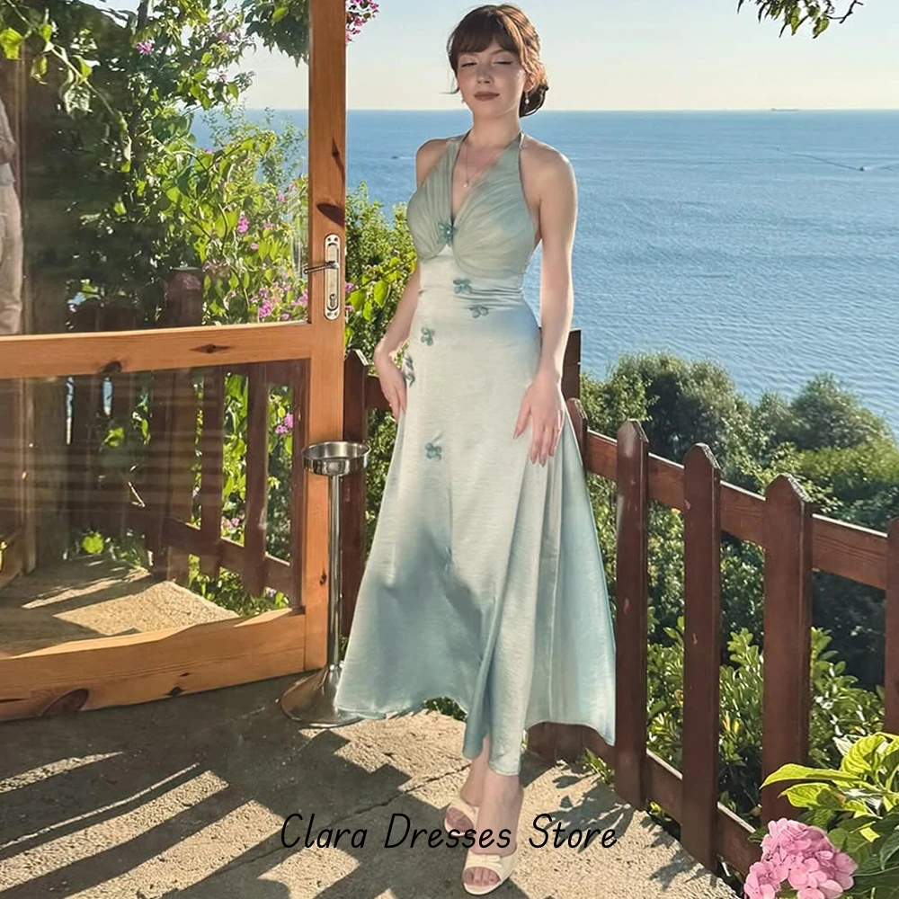 Robe de soirée trapèze personnalisée, col licou, élégante, formelle, à la mode, robes de célébrité délicates, robe de soirée de tempérament de haute qualité