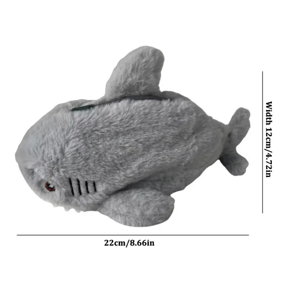 Cosmetic Pouch Big Shark Plush Pencil Bag Open Mouth Large Capacity Cartoon Pencil Bag Zipper Soft Fluffy Pencil Bag Office