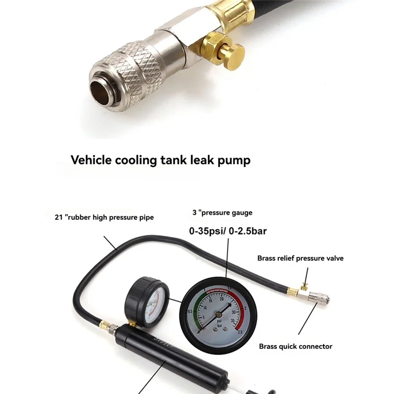 Big Deal Coolant Pressure Tester Kit Pressure Leak Tester Radiator Leak Tester Portable Cooling System Tester Kit Leak Tester