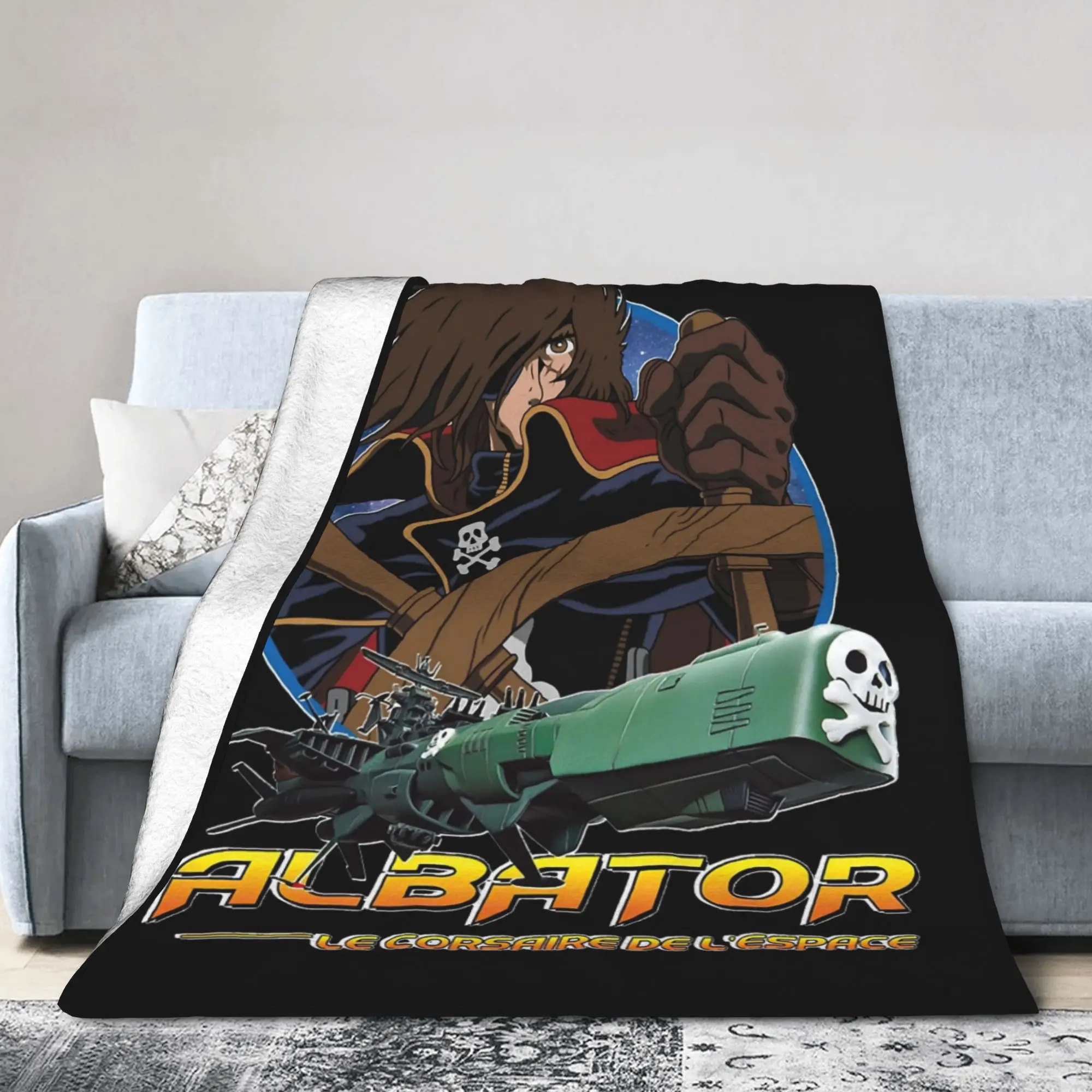 Space Pirate Captain Harlock Albator Blanket Velvet Autumn/Winter  Portable Ultra-Soft Throw Blanket for Bed Travel Bedspread